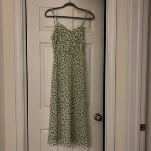 Lulus Timeless Touch Green Floral Print A-Line Midi Dress